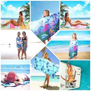 HAOKUN Microfiber Sand Free Beach Towel Blanket-Quick Fast Dry Super Absorbent Lightweight Thin Towel for Travel Pool Swimming Bath Camping Yoga Gym Sports Idea Paisley Mandala with Flamingo