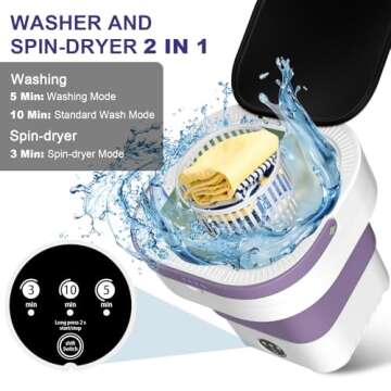 13L Portable Washing Machine, Large Capacity Foldable Mini Washer and Spin Dryer with Deep Cleaning of Underwear, Baby Clothes and Small Clothes for Apartments, Dorm,RV, Travel, Hotel