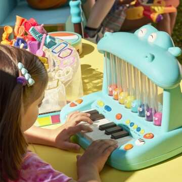 B. toys- Hippo Pop- Musical Toy Keyboard – Play Piano – Songs, Sounds & Lights – Musical Instrument for Toddlers, Kids – 12 Months +