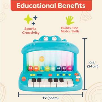 B. toys- Hippo Pop- Musical Toy Keyboard – Play Piano – Songs, Sounds & Lights – Musical Instrument for Toddlers, Kids – 12 Months +