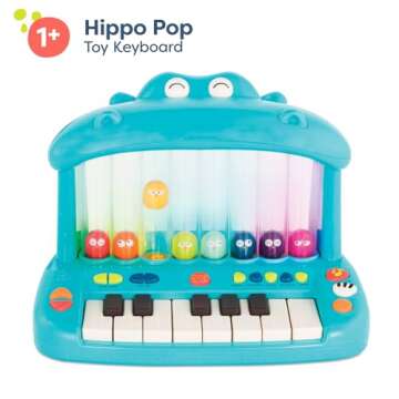 B. toys- Hippo Pop- Musical Toy Keyboard – Play Piano – Songs, Sounds & Lights – Musical Instrument for Toddlers, Kids – 12 Months +