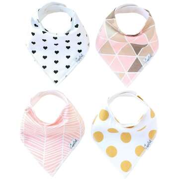 Copper Pearl Baby Bandana Drool Bibs Gift Set - 4 Cute Cloth Bibs