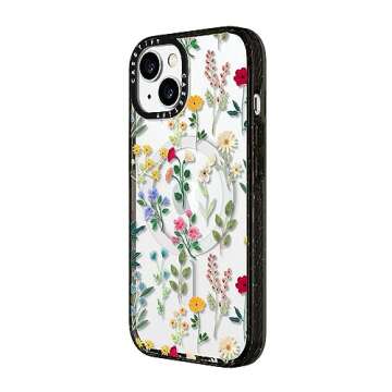 CASETiFY Impact iPhone 15 Plus Case [4X Military Grade Drop Tested / 8.2ft Drop Protection/Compatible with Magsafe] - Flower Prints - Spring Botanicals 2 - Clear Black