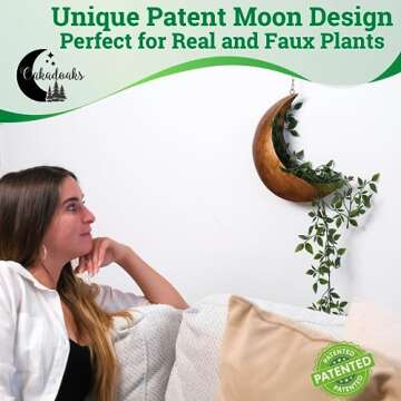 Hanging Moon Planter - Moms Day Gifts for Women - Moon Room Decor - Unique Planters for Succulents,Air Plant, Cactus, Artificial Plants- Plant Lover Gifts - Boho,Hippie, Witchy, Birthdays Gifts