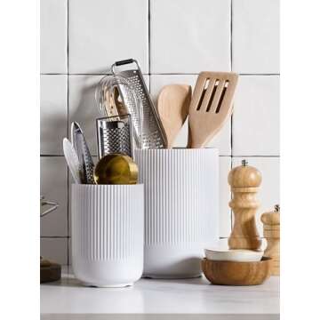 Ceramic Utensil Holder Set for Kitchen Countertop