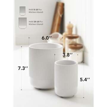 Ceramic Utensil Holder Set for Kitchen Countertop