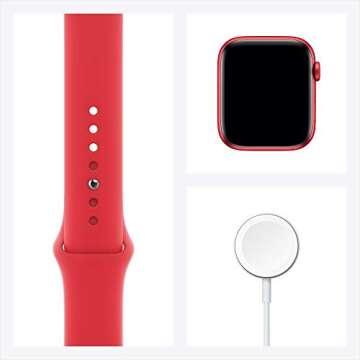 Apple Watch Series 6 (GPS, 44mm) - Red Aluminum Case with Red Sport Band (Renewed)