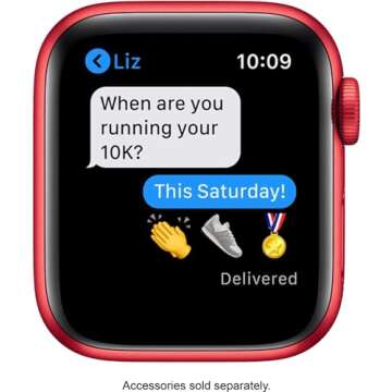 Apple Watch Series 6 (GPS, 44mm) - Red Aluminum Case with Red Sport Band (Renewed)