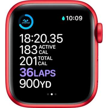 Apple Watch Series 6 (GPS, 44mm) - Red Aluminum Case with Red Sport Band (Renewed)