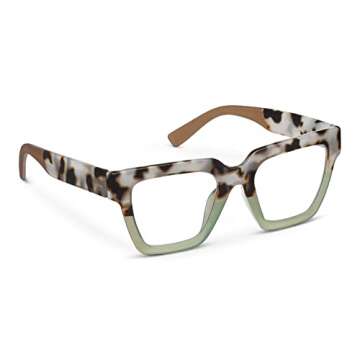 Peepers by PeeperSpecs Oprah's Favorite Women's Take a Bow Square Blue Light Blocking Reading Glasses - Chai Tortoise/Green +0.00