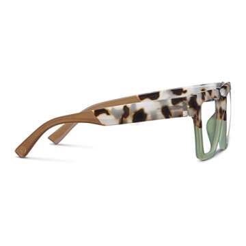 Peepers by PeeperSpecs Oprah's Favorite Women's Take a Bow Square Blue Light Blocking Reading Glasses - Chai Tortoise/Green +0.00