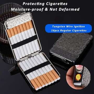 USB Lighter and Cigarette Case - 16pcs, Bronze