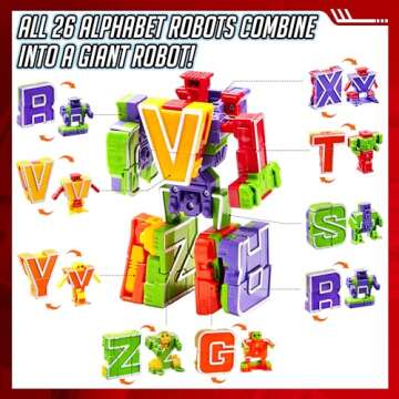 Alphabet Robots for Kids, Toddler, ABC Learning Toy, Alphabots, Letters, Carnival Prizes, Christmas Education Toys, Treasure Box and Prize for Classroom