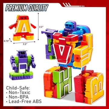 Alphabet Robots for Kids, Toddler, ABC Learning Toy, Alphabots, Letters, Carnival Prizes, Christmas Education Toys, Treasure Box and Prize for Classroom