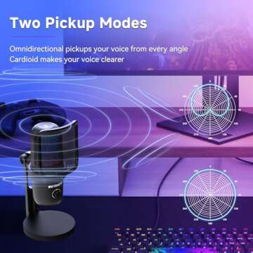 Retekess TG201 Gaming Microphone, Noise Cancellation Condenser mic with Mute, Turnable RGB Lights, Monitoring, Card/Omin, Streaming Microphone, Compatible with PS4/5, MacOS, Windows