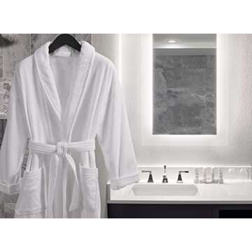 Marriott Terry Velour Robe - Bath Robes for Women - Ladies White Hotel Robe with Shawl Collar and Self-Tie Belt - Women's Robes - Spa Robe - Bathrobe for Women - One Size