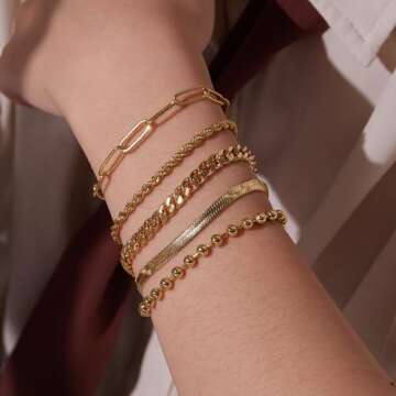 Poxtex Gold Bracelets for Women - Trendy 14K Gold Jewelry Stackable Gifts