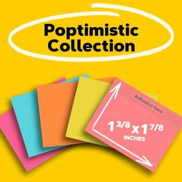 Post-it Mini Notes, 1 3/8 in. x 1 7/8 in., 24 Sticky Notes Pads, 100 Sheets per Pad, Poptimistic Collection, School Supplies and Oﬃce Products, The Original Post-it Note