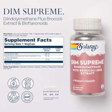 SOLARAY DIM Supreme - DIM Supplement 100mg - Diindolylmethane DIM Complex with Broccoli Seed Extract and Bioflavonoids - Women's Health and Balance Support - 60-Day Guarantee - 60 Servings, 60 VegCaps