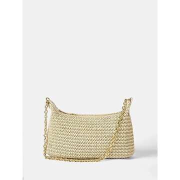 Verdusa Women's Beige Straw Woven Tote Handbag for Summer Beach