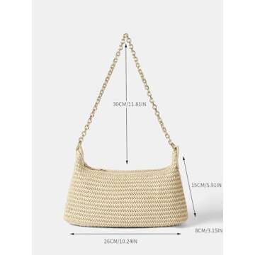 Beige Woven Straw Tote Handbag for Summer