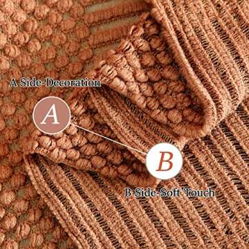 Blagic Knitted Throw Blanket for Couch and Bed, Soft & Cozy Knit Blanket with Tassel, Burnt Orange Lightweight Decorative Blankets & Throws, Farmhouse Warm Woven Blanket for All Seasons,50" W x 60" L