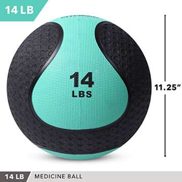 Medicine Exercise Ball with Dual Texture for Superior Grip by Day 1 Fitness - 14 Pounds - Fitness Balls for Plyometrics, Workouts - Improves Balance, Flexibility, Coordination