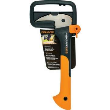 Fiskars 12" Hookaroon - Non-Slip Grip Handle with Pointed, Angled Blade - Landscaping Tool for Rotating, Dragging, Stacking Logs - Black/Orange