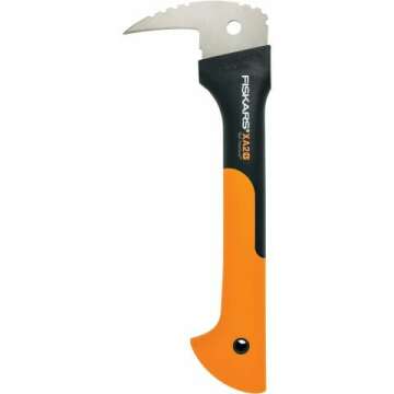 Fiskars 12" Hookaroon - Non-Slip Grip Handle with Pointed, Angled Blade - Landscaping Tool for Rotating, Dragging, Stacking Logs - Black/Orange