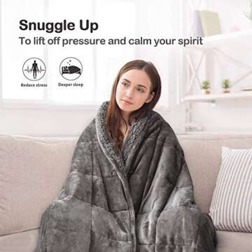 Uttermara Weighted Blanket Queen Size 20lbs 60x80 inches, Cozy Sherpa Weighted Blankets with Soft Plush Fleece, Warm Sherpa Snuggle Thick Heavy Blanket Great for Sleep and Calming, Grey