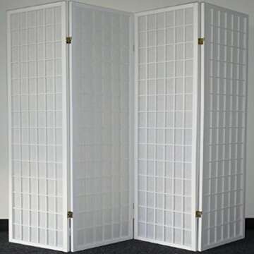 Legacy Decor 4 Panels Room Divider Privacy Screen Shoji Style 6ft high White Color