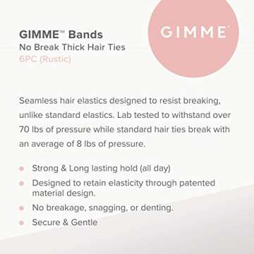 Gimme Beauty - Thick Fit Hair Bands - Rustic - Damage Free Hair Ties - Made with Seamless Microfiber Elastics - Thick + Curly Hair Accessories - No Snagging, Dents, or Breakage (6 Count)