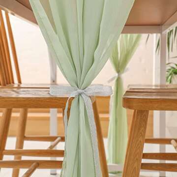 YARGEZON 29 X 120 Inches 10Ft Light Sage Green Chiffon Sheer Table Runners for Wedding Party Reception Dinner Event Home Decorations