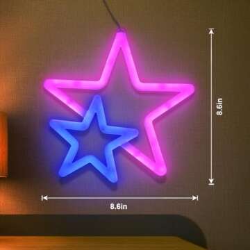 BRIGHTDECK Star Neon Signs, Pink Neon Lights for Wall Decor, Battery Operated or USB Powered Decorations Lights, LED Wall Décor for Birthday Gift, Wedding, Party, Home Decor