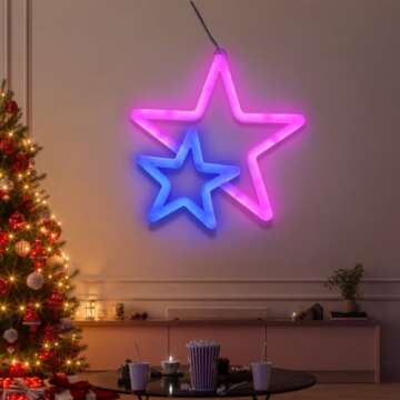 BRIGHTDECK Star Neon Signs, Pink Neon Lights for Wall Decor, Battery Operated or USB Powered Decorations Lights, LED Wall Décor for Birthday Gift, Wedding, Party, Home Decor