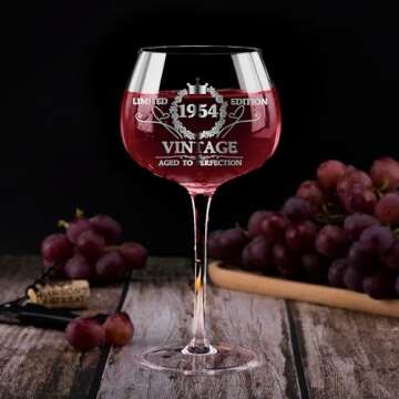 70th Birthday Vintage Wine Glass for Women