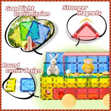 Goodtiles Magnetic Tiles Kids Toys for 3+ Year Old Boy and Girl Birthday Gifts, Magnet Building Blocks STEM Preschool Sensory Learning Montessori Autism Toys for Toddlers Kids Ages 3-5, 5-7, 4-8