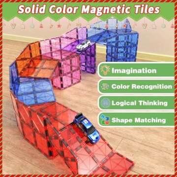 Goodtiles Magnetic Tiles Kids Toys for 3+ Year Old Boy and Girl Birthday Gifts, Magnet Building Blocks STEM Preschool Sensory Learning Montessori Autism Toys for Toddlers Kids Ages 3-5, 5-7, 4-8