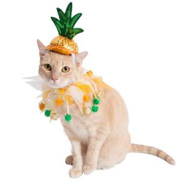 Pet Krewe Pineapple Dog & Cat Hat and Collar Costume - Perfect for Halloween, Parties, Photoshoots, Gifts for Dog Lovers (S)