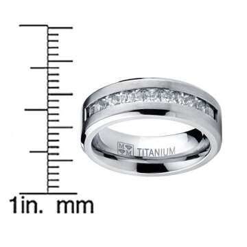 Titanium Men's Wedding Band with Princess Cut CZ - Size 10