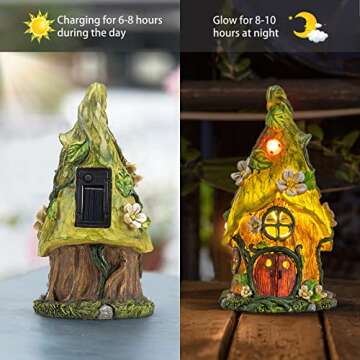 AIINY Garden Decor Outdoor Solar Statues, 11Inch Resin Fairy Garden Solar Lights Birthday Gifts for Women Yard Decorations, Gardening Gifts for Patio, Balcony, Porch Decor