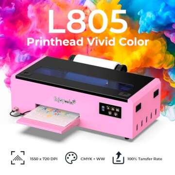 EnjoyColor Pro A4 DTF Printer and Oven, DTF Transfer Printer Machine for Dark and Light Fabric Printing (A4 DTF Printer+A4 Oven+Software+5x250ml Ink+A4 DTF Film)