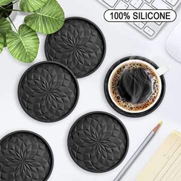 ME.FAN Silicone Coasters [6 Pack] - Stylish & Non-Slip Drink Mats