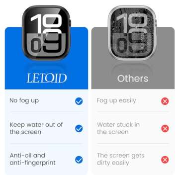 LETOID Waterproof for Apple Watch Series 10 Screen Protector Case 46mm, iWatch Face Cover, Hard PC Protective Bumper with Tempered Glass Accessories for Men Women 46 mm Matte Black