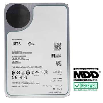 MDD 18TB 7200RPM 256MB Cache SATA 6.0Gb/s 3.5inch Internal NAS Hard Drive Rebrand from ST18000NT001 (Renewed)