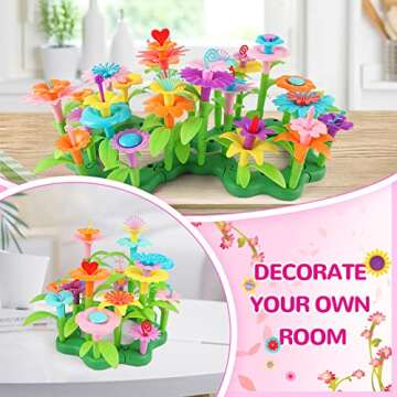 GILI Flower Garden Building Stacking Toys - Build a Bouquet Sets for 4 5 6 Year Old Toddler Girls Arts and Crafts for Little Kids Age 3yr Up Best Top Christmas Birthday Gifts for Creativity Play