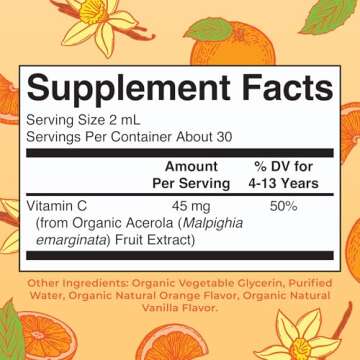 USDA Organic Kids Vitamin C Drops by MaryRuth’s | Vegan Vitamin C Immune Support Supplement for Ages 4-13 | Immune Support & Overall Health | Vitamin C from Organic Acerola Fruit Extract | 2oz