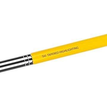 Bdellium Tools Professional Makeup Brush - Studio Series 941 Tapered Highlighting - With Soft Synthetic Fibers, For Natural Finish (Yellow, 1pc)