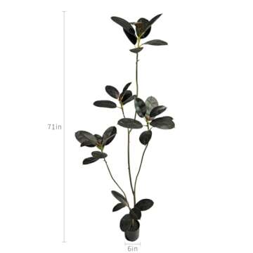 AfanD Artificial Rubber Tree,6ft Tall Fake Plants Artificial Rubber Plants for Indoor, Fake Trees for Office Home Living Room Floor Patio Greening Porch Decor。