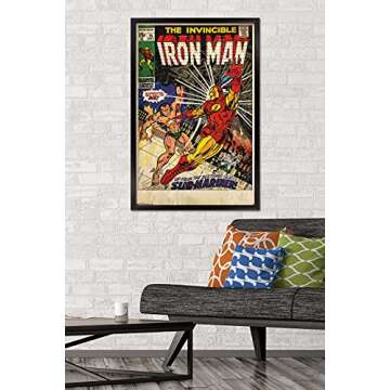 Trends International 24X36 Marvel Comics - Iron Man - Cover #25 Wall Poster, 24" x 36", Black Framed Version